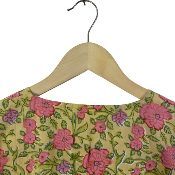 Kilol X-Large Hand Block Large Kaftan Dress Pockets Floral Pullover Womens - Picture 12 of 15